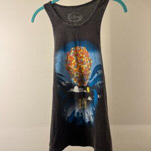 Disney Pixar “Up” House & Balloons Graphic Tank Top – Women’s XL Gray Flowy Race